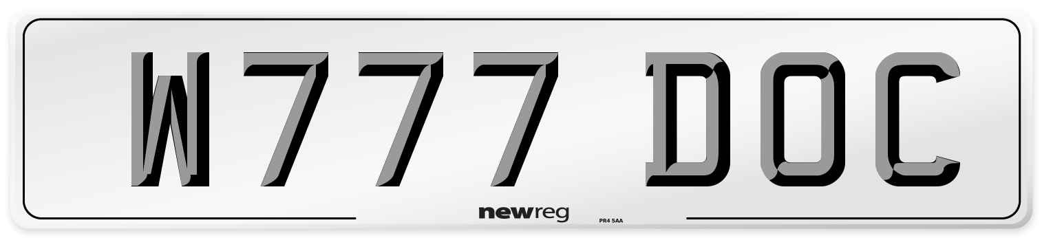 W777 DOC Number Plate from New Reg